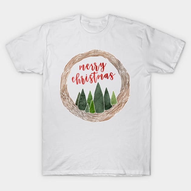 Christmas Tree Wreath T-Shirt by Roguish Design